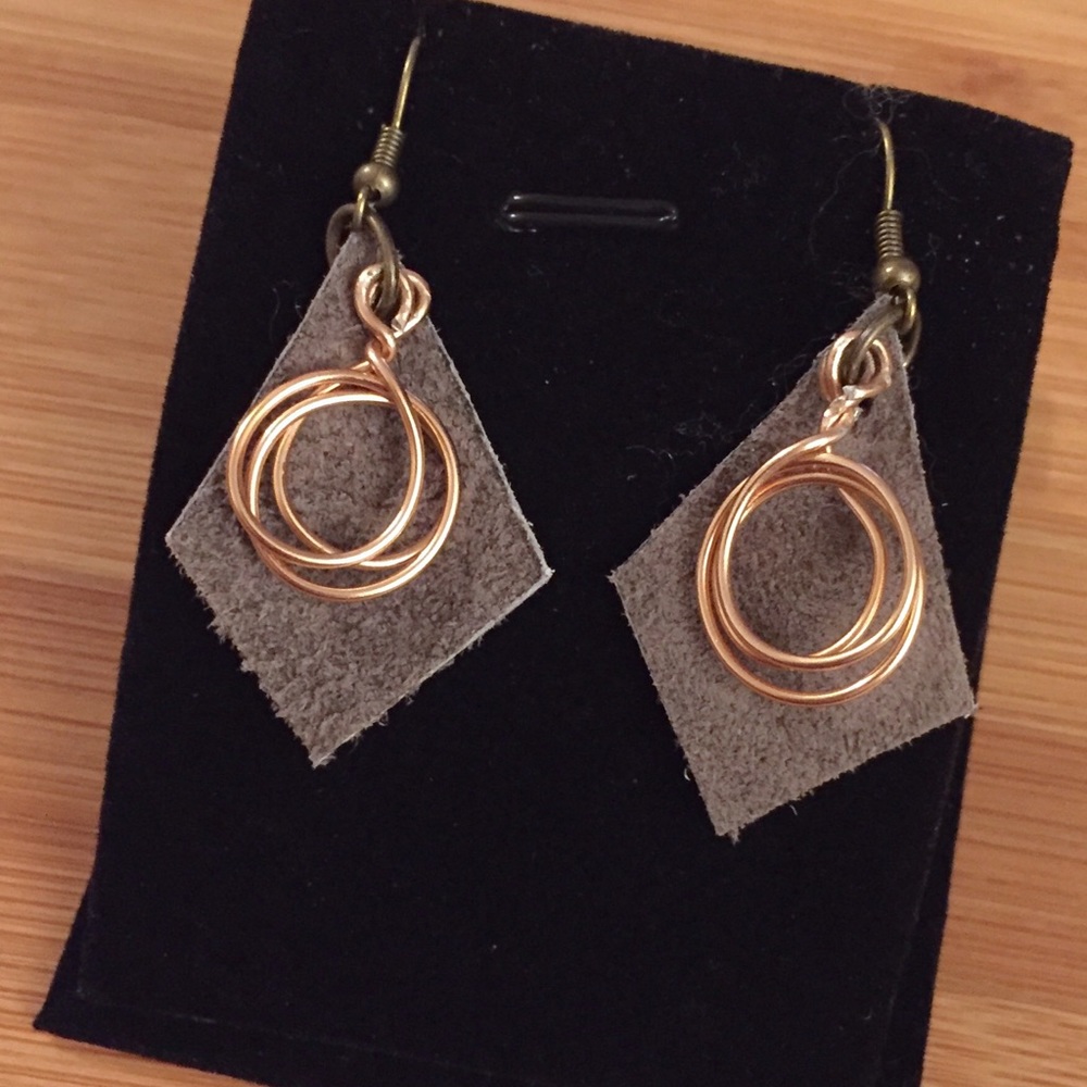 Slate & Copper Drop Earrings